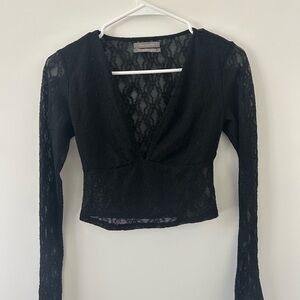 Urban Outfitters Black Lace V-Neck Blouse